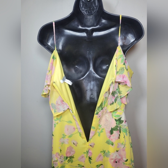 NWT London Times Crinkled Chiffon Faux Wrap Floral Flutter Spring Midi Dress 8 - Picture 7 of 12